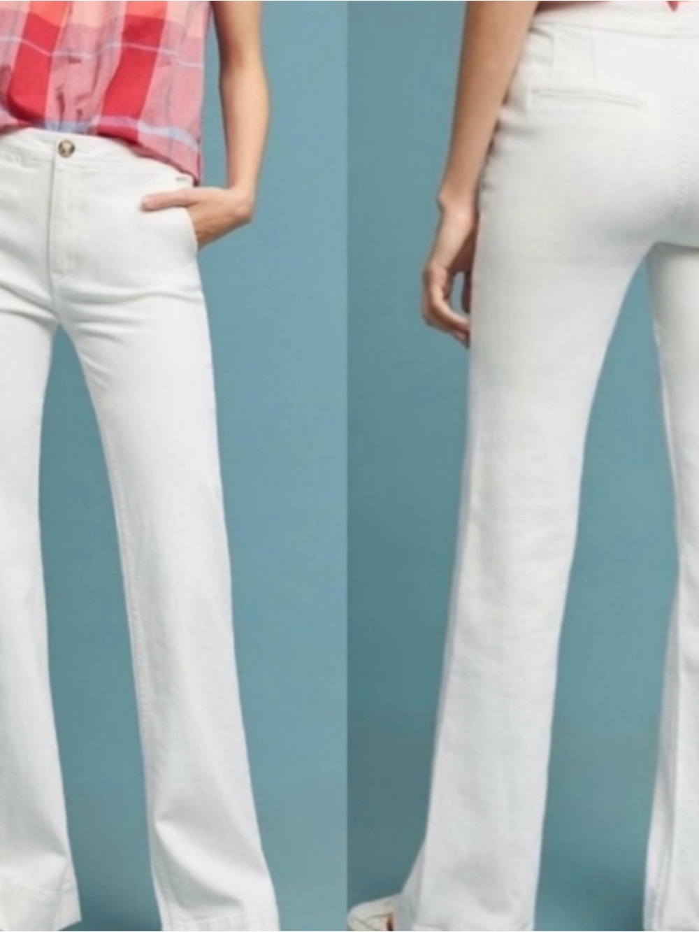 Pilcro and the Letterpress White Boot Cut Jeans